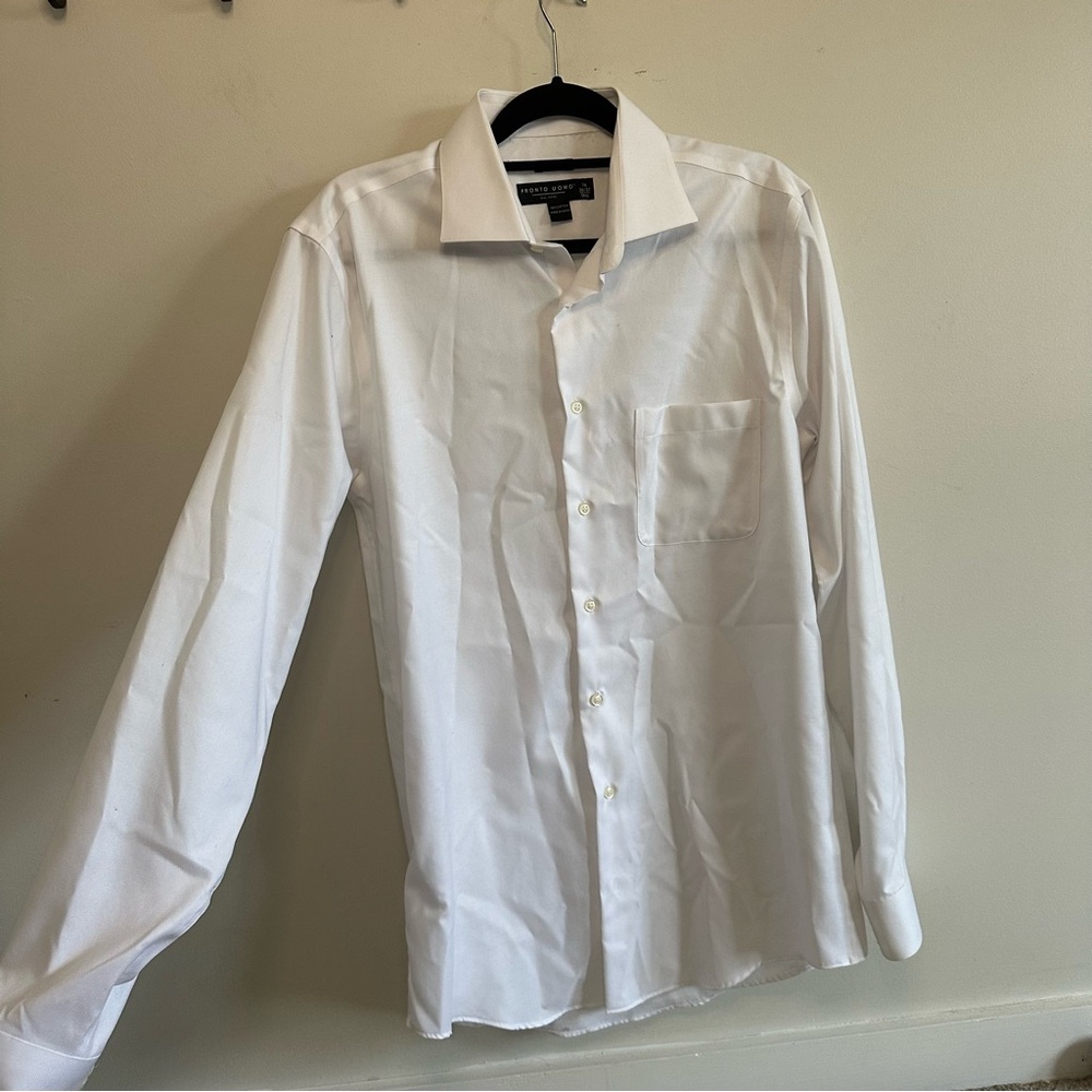 Pronto Uomo Crisp White Dress Shirt (100% cotton) - Picture 3 of 4